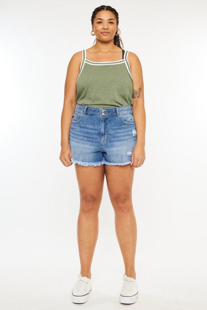 Women's Kancan Plus High Rise Double Button Shorts